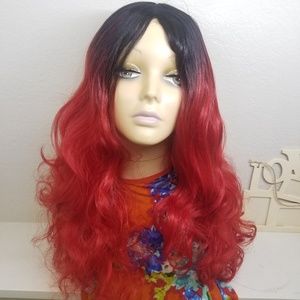 Sapphire Red and black Long Wig 22 inch
